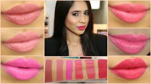 mac pink lipsticks lip swatches on