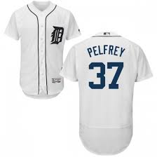Youth Replica Detroit Tigers No 37 Mike Pelfrey Majestic Home Flex Base Jersey White