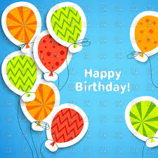 Happy Birthday Postcard With Cartoon Paper Balloons Covered With Simple Ornament Stock Vector Image