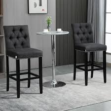 homcom fabric bar stool set of 2 tall