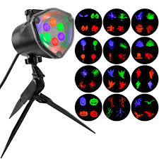 Lightshow Projection 4 Bulb Led Multi Color Whirl A Motion Strobe Light Stake With 12 Changeble Halloween Slides