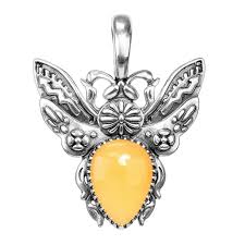 yellow jasper gemstone bee pendant enhancer