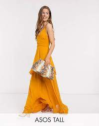 Discover our asos tall dresses range. Asos Design Tall Soft Layered Cami Maxi Dress In Sunflower Yellow Asos