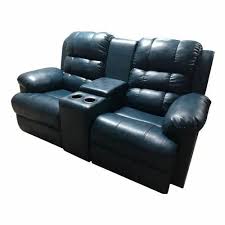 manual black leather 2 seater recliner