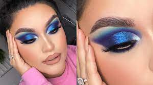 blue half cut crease eyeshadow makeup