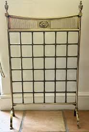 Antique Brass Fire Screen With Bevelled