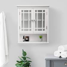 Neal Wall Cabinet With 2 Doors White Elegant Home Fashions