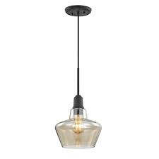 A replacement glass shade can give new life to an outdated ceiling fan. Home Decorators Collection 1 Light Aged Bronze Pendant With Amber Plated Glass Shade And Vintage Bulb Hd 1326 I The Home Depot