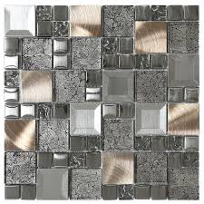 glass metal mix mosaic backsplash tile
