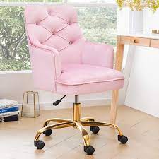 Shop for desk chairs for girls online at target. Ovios Cute Desk Chair Plush Velvet Office Chair For Girl Or Lady Modern Comfortble Nice Vanity Chair And Task Chair With Base Pink Golden Buy Online In Aruba At Aruba Desertcart Com Productid 209786165