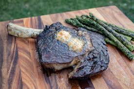 grilled ribeye steak with browned