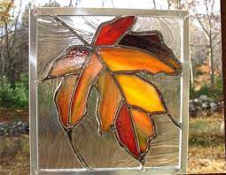 Maple Leaf Stained Glass Panel Orange