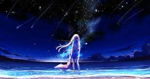 anime night sea stars fantasy hd
