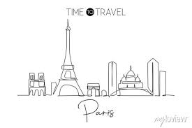 One Continuous Line Drawing Paris City