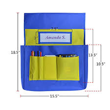 Eamay Chairback Buddy Pockets Chart Kids School Supplies Chair Pocket Classroom Seat Storage Organizer Blue And Yellow