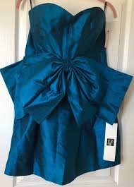 Phoebe Couture Nwt 300 Retail Silk Peacock Blue Strapless