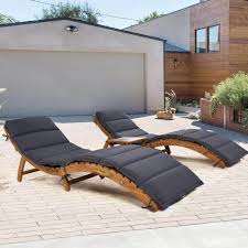 3 piece wood outdoor chaise lounge