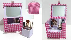 diy makeup train case with mirror from