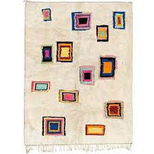 white rectangles modern moroccan rug