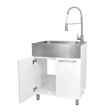 Presenza All In One 28 In X 22 In X 33 8 In Stainless Steel Drop In Sink And Cabinet With Faucet In White Brushed Stainless Steel