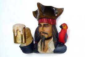 pirate head with beer and bird wall d