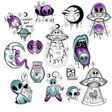 The #alien head tattoo drawn on each of your foot could either be used to show your appreciation of.tattoom art gallery on instagram: Vikingsymbols Rimel Alien Tattoo Tattoo Flash Art Doodle Tattoo