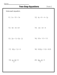 Practice Two Step Algebra Equations