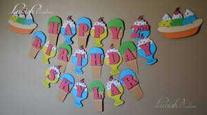 Luvish Creation Ice Cream Theme Birthday Name Banner Ice Cream Birthday Party Decoration Custom Name And Age