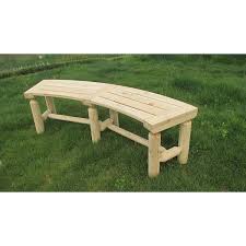Wood Curved Bench Rustic Style