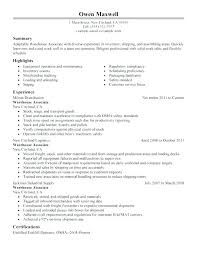 Warehouse Worker Resume Example Resume For Warehouse Worker Dock