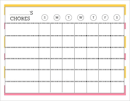 Printable Monthly Chore Chart Charts Blank Covernostra Info