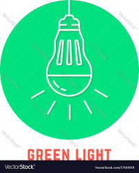 Green Light Thin Line Led Bulb Logo