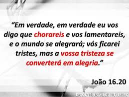 Resultado de imagem para vós ficareis tristes, mas a vossa tristeza se transformará em alegria”.