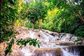 Meer naar het westen liggen de uitlopers van dit prachtige landschap met beboste ravijenen, rivieren en watervallen. James Bond Gunnar Schafer At The Dunn S River Fall Ocho Rios Jamaica
