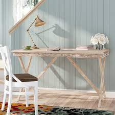 White washed desk & tutorial. One Allium Way Palma Whitewash Solid Wood Desk Wayfair