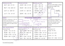 With the quadratic equation in this form Solving Quadratic Equations W S Teaching Resources