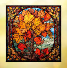 Fall Leaves Window Cling Faux Stained