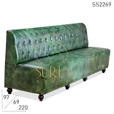 tufted green distress long four seater