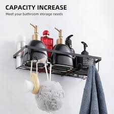 Adhesive Shower Caddy With Hooks 3 Pcs