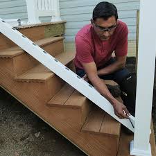 Follow these easy instructions on how to install new stair railing. How To Build A Deck Composite Stairs And Stair Railings