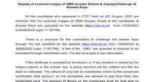 ctet answer key 2023 released ctet nic