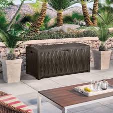 Suncast Wicker 99 Gal Resin Deck Box