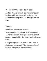 Of Mice And Men Notes For Essay Topics By Deanas House Of English Arts
