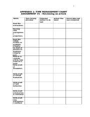 Assignment 1 Time Management Chart And Academic Integrity
