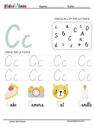letter c tracing and fun worksheet