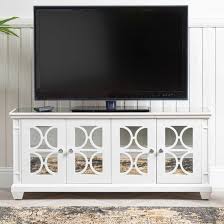 Tyler Mirrored Tv Stand With 4 Doors In