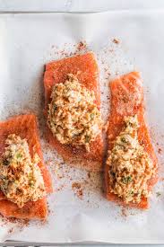 crab stuffed salmon recipe video
