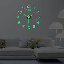 Diy Sticker Wall Clock Luminous Silent