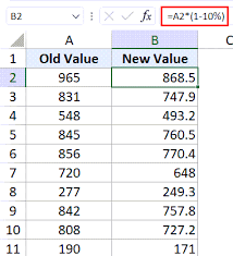 calculate percene change in excel