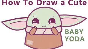 how to draw a cute cartoon baby yoda